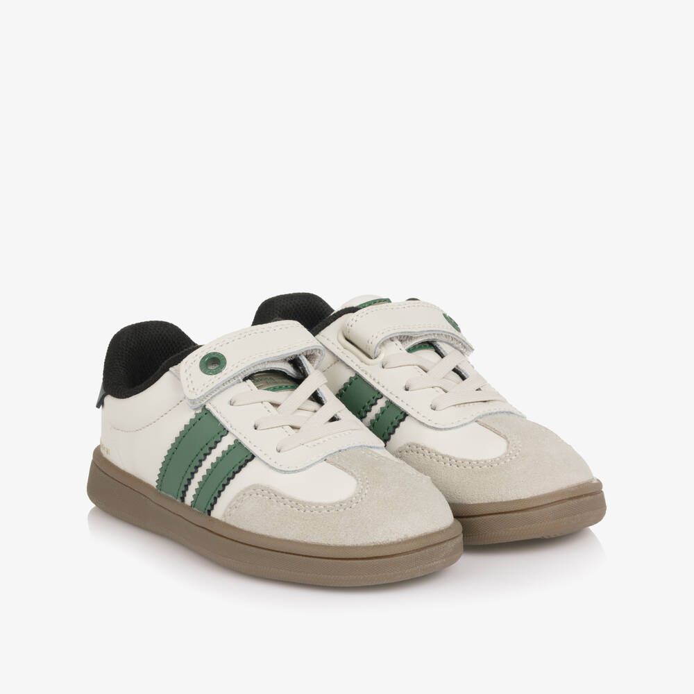 Mayoral-Ivory & Green T-Toe Style Trainers | Childrensalon Outlet