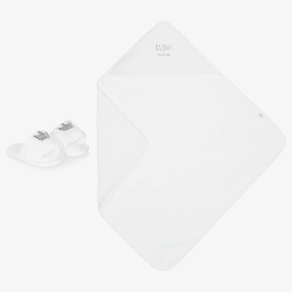 Bam Bam-Ivory Hooded Towel & Slippers Gift Set | Childrensalon Outlet