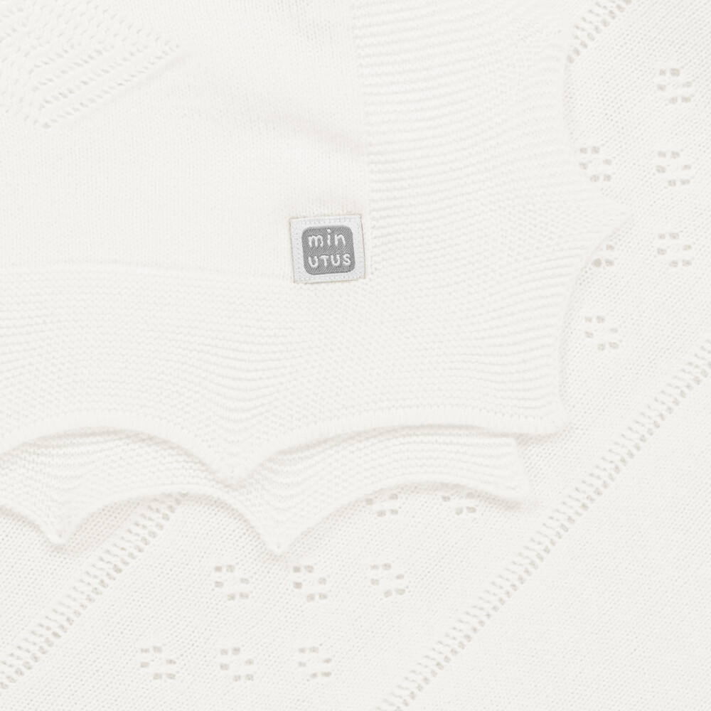 Minutus- Ivory Knitted Baby Shawl (105cm) | Childrensalon Outlet