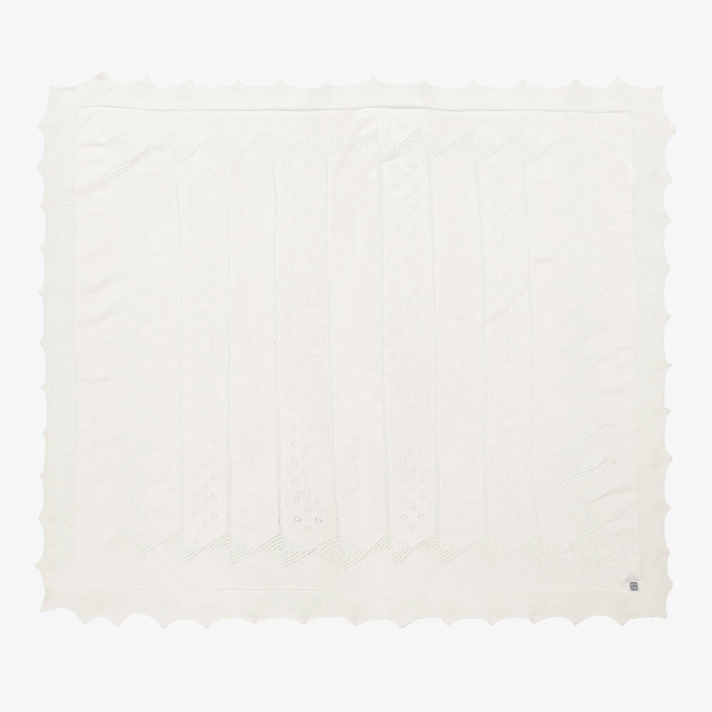 Minutus- Ivory Knitted Baby Shawl (105cm) | Childrensalon Outlet