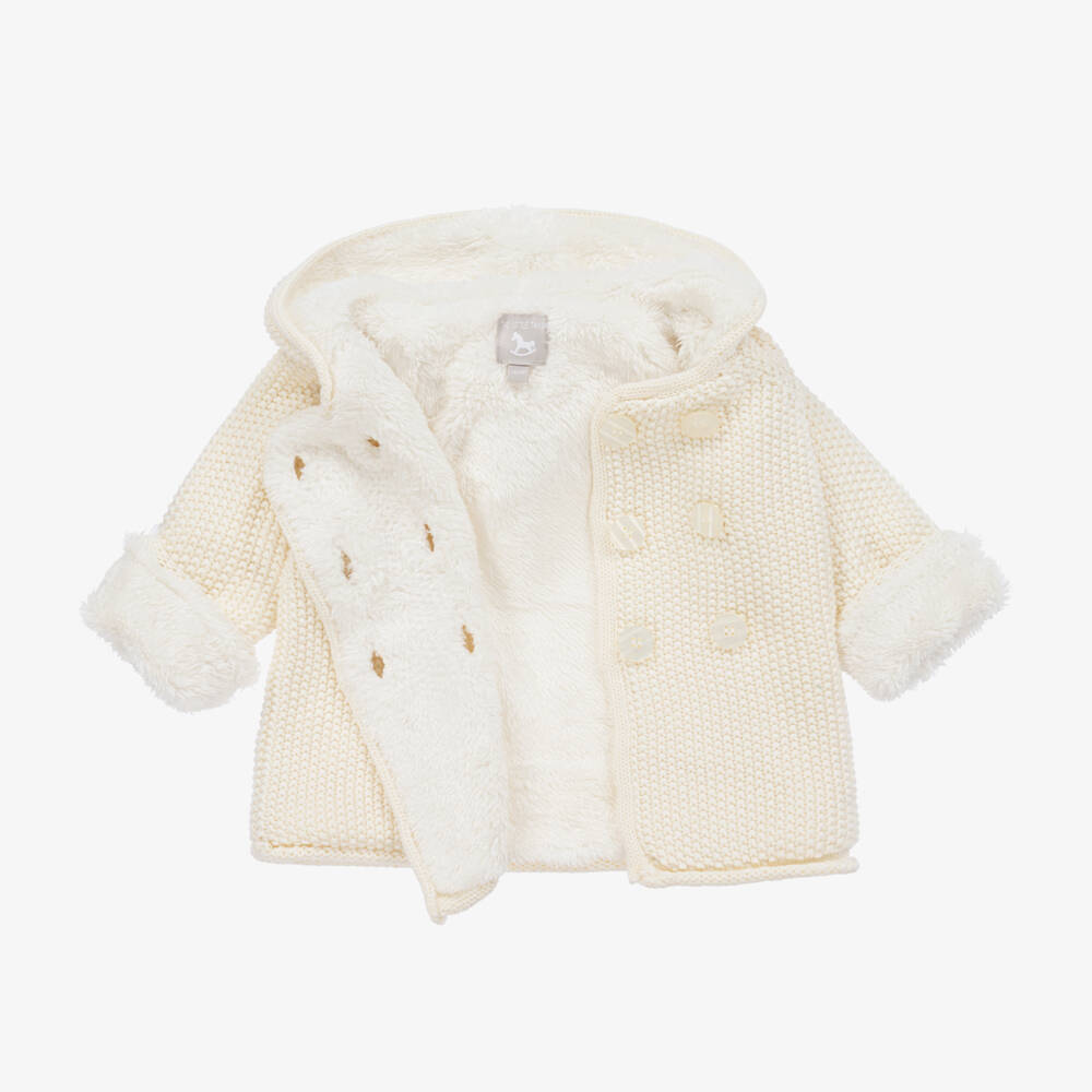 The Little Tailor-Ivory Knitted Cotton Pram Coat | Childrensalon Outlet