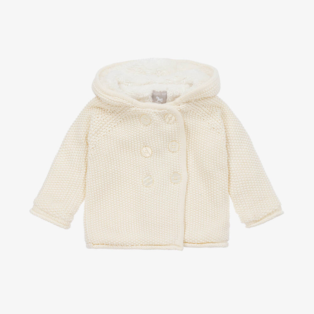 The Little Tailor-Ivory Knitted Cotton Pram Coat | Childrensalon Outlet