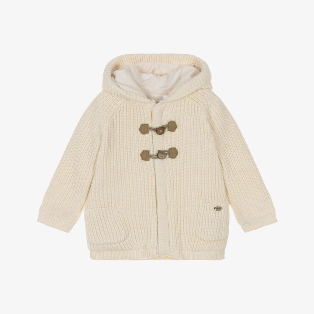 Mayoral Newborn-Ivory Knitted Pram Coat with Teddy Toggles | Childrensalon Outlet