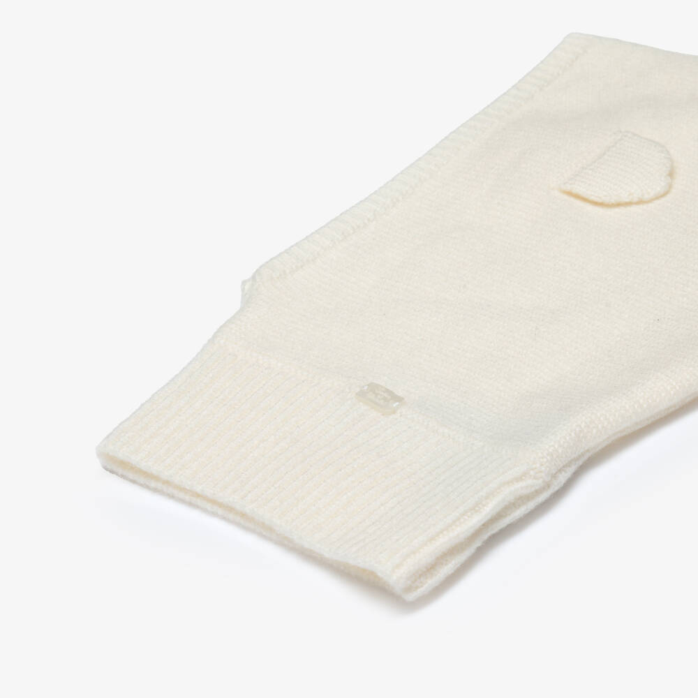 Tartine et Chocolat-Ivory Knitted Pure Cashmere Balaclava | Childrensalon Outlet