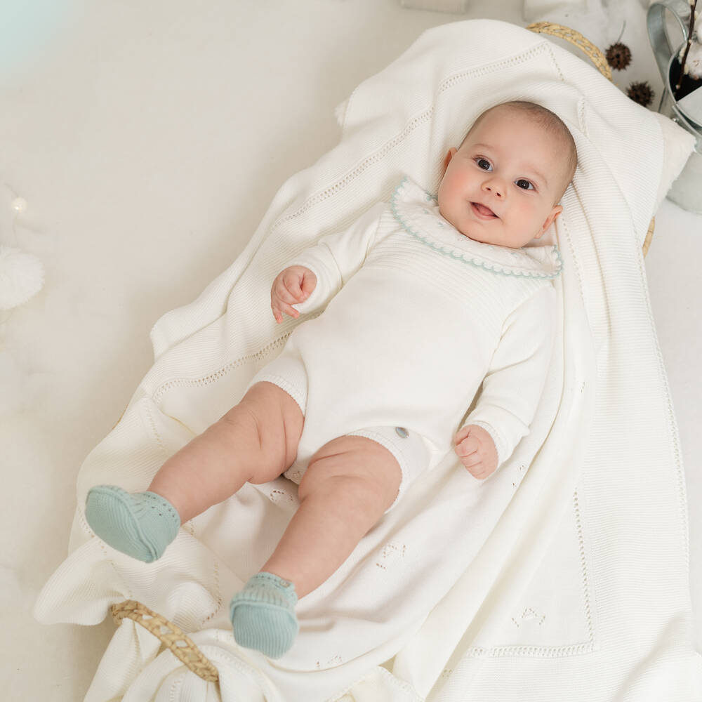 Artesanía Granlei-Ivory Knitted Shortie with Collar | Childrensalon Outlet