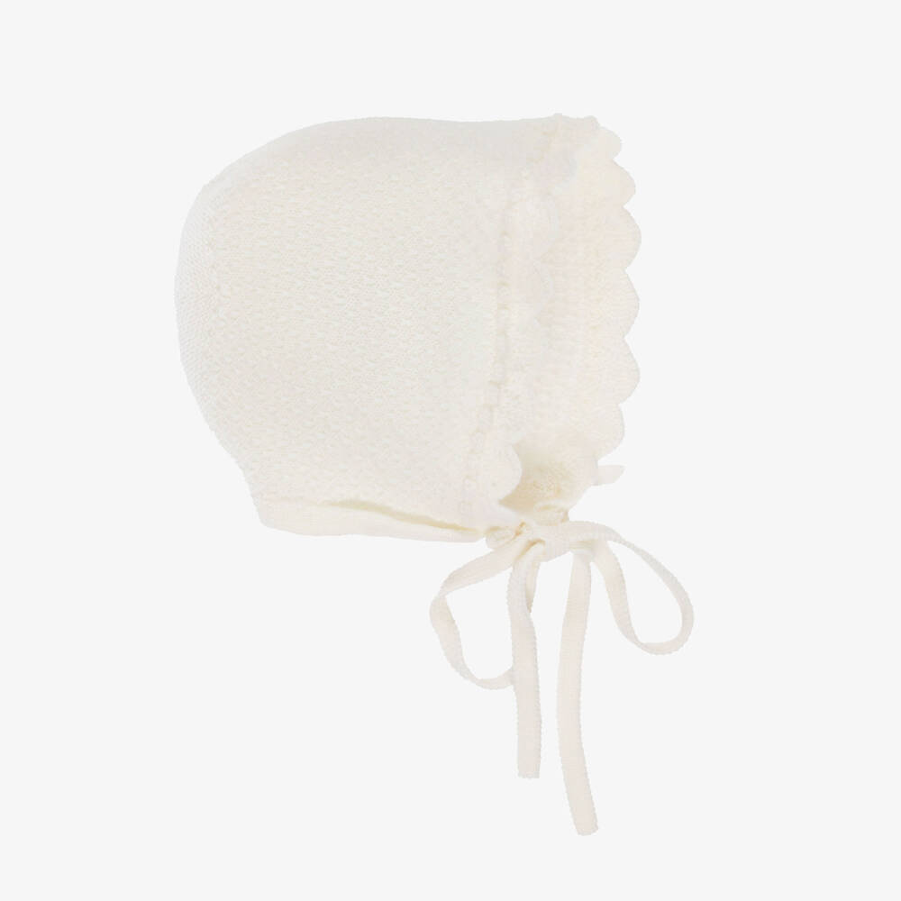 PAZ Rodríguez-Ivory Knitted Wool Bonnet | Childrensalon Outlet