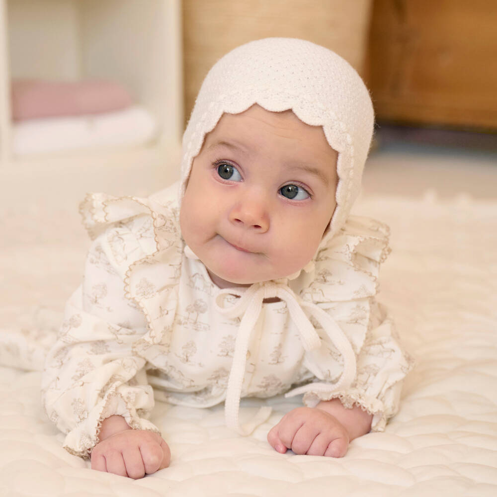 PAZ Rodríguez-Ivory Knitted Wool Bonnet | Childrensalon Outlet