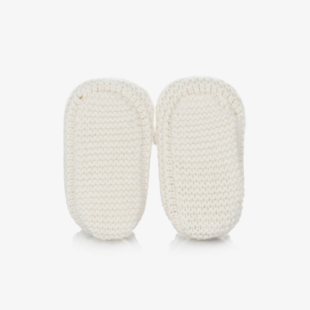 Tartine et Chocolat-Ivory Knitted Wool & Cashmere Baby Booties | Childrensalon Outlet