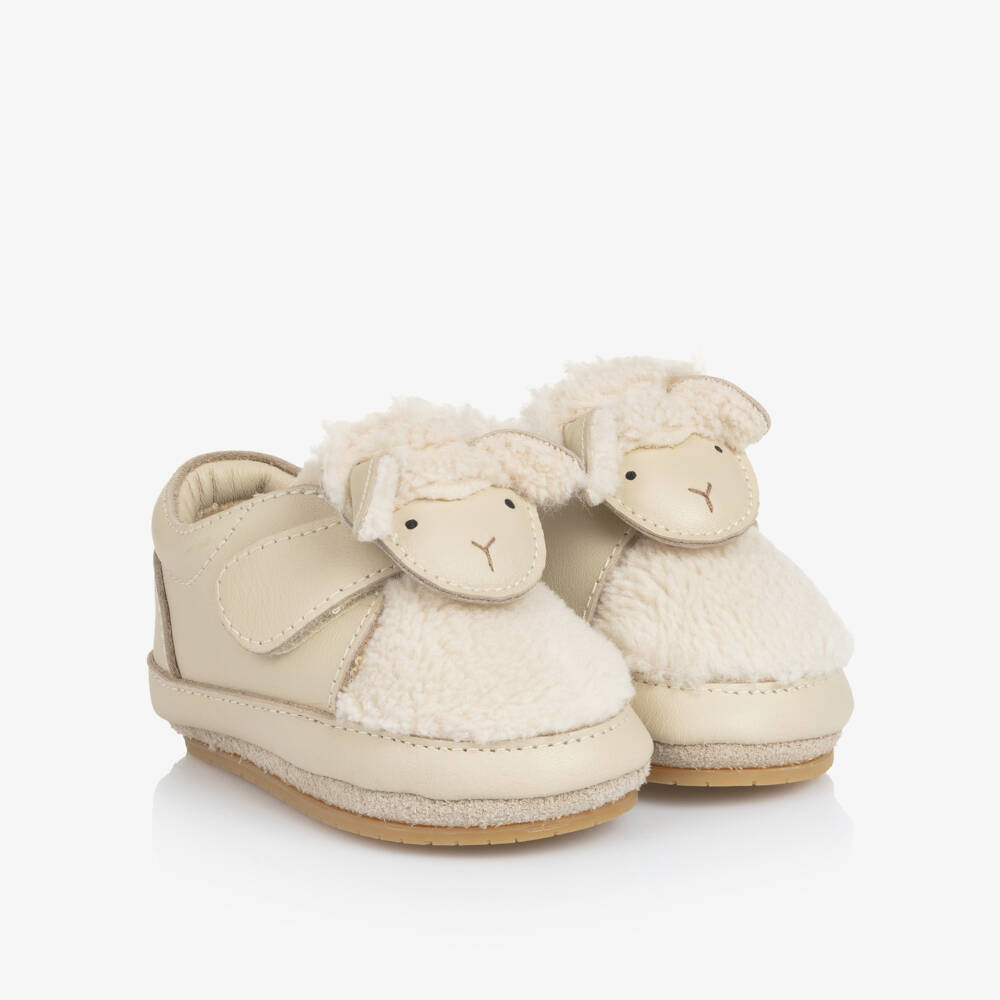 Donsje-Ivory Lammy Leather Pre-Walker Shoes | Childrensalon Outlet