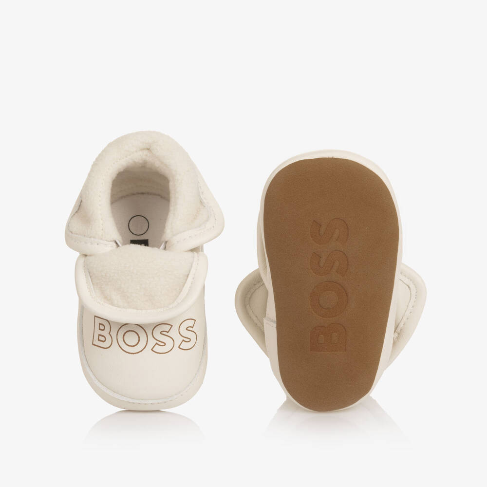 BOSS-Ivory Leather Baby Pre-Walkers | Childrensalon Outlet