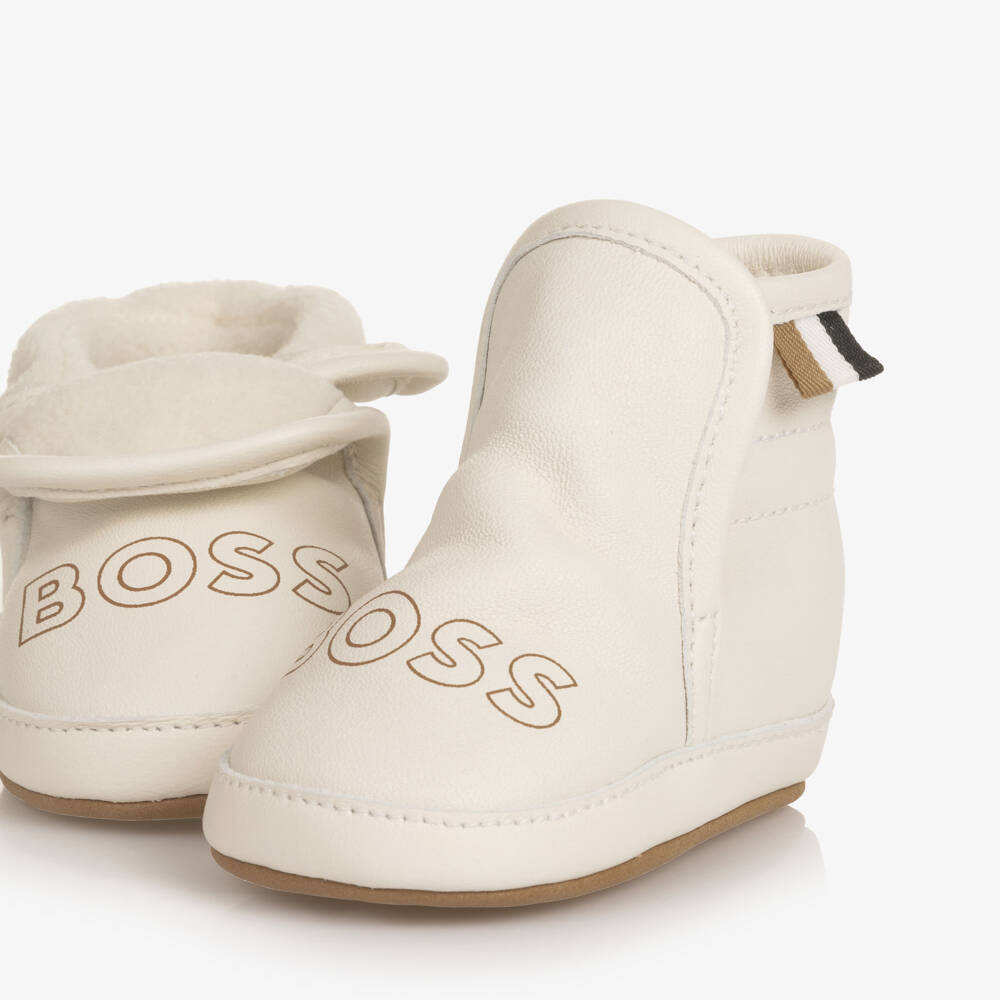BOSS-Ivory Leather Baby Pre-Walkers | Childrensalon Outlet