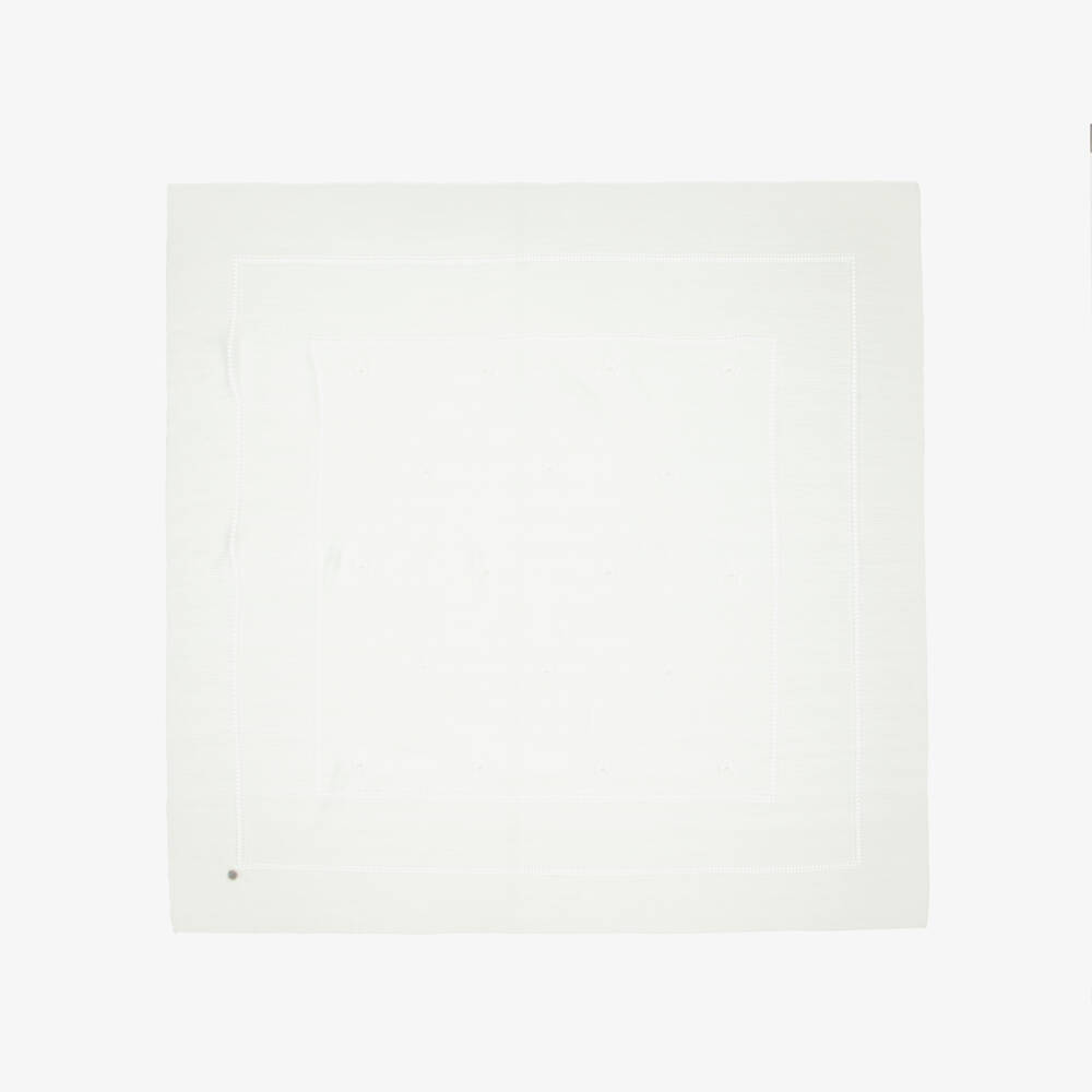 Artesanía Granlei-Ivory Openwork Knitted Baby Blanket (106cm) | Childrensalon Outlet