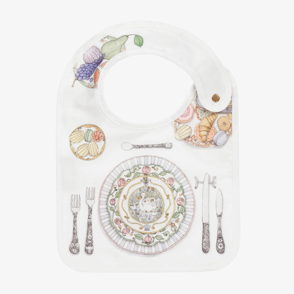 Atelier Choux Paris-Ivory Organic Cotton Bon Appétit Bib | Childrensalon Outlet