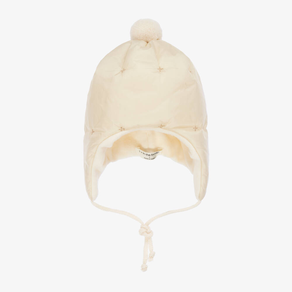 1 + in the family-Ivory Padded Baby Hat with Polar Fleece Lining | Childrensalon Outlet