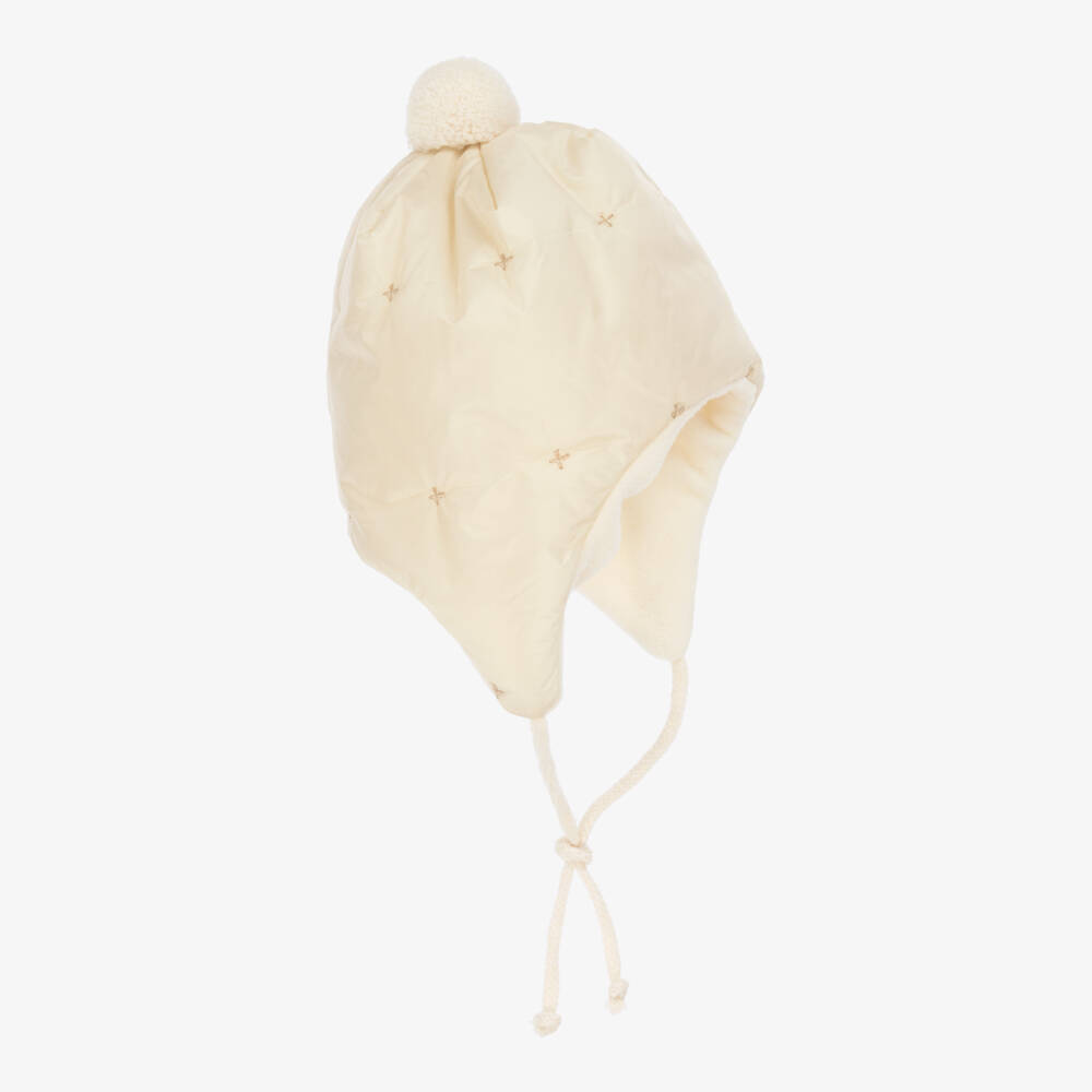 1 + in the family-Ivory Padded Baby Hat with Polar Fleece Lining | Childrensalon Outlet