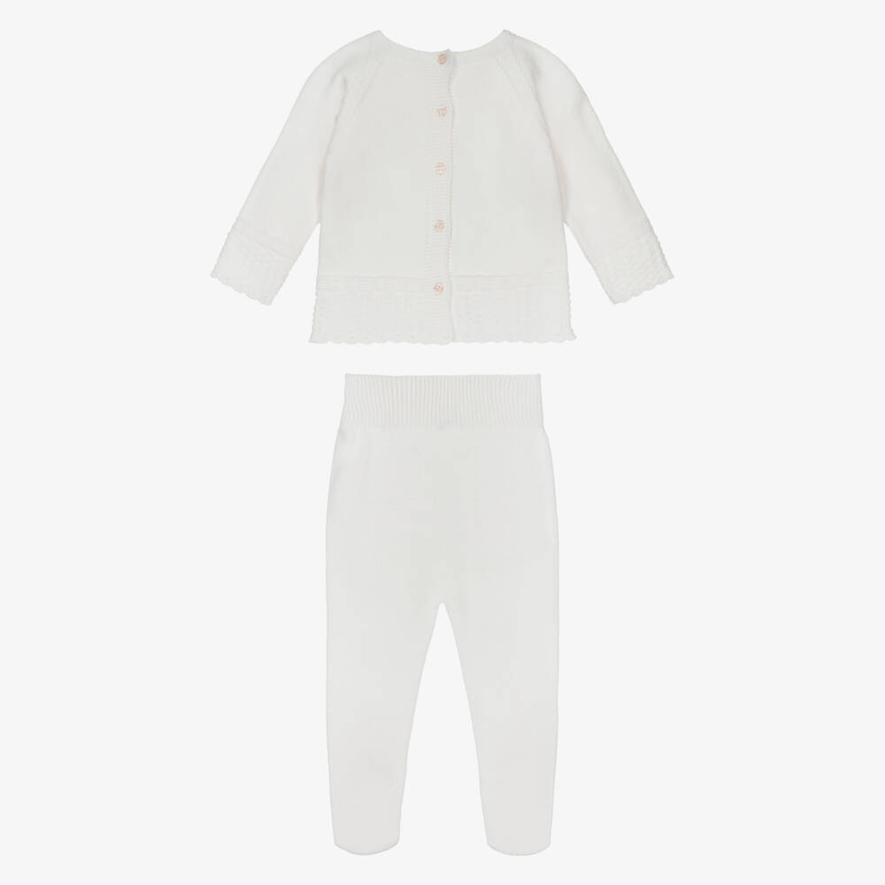 Artesanía Granlei-Ivory Patterned Knit 2 Piece Babygrow | Childrensalon Outlet