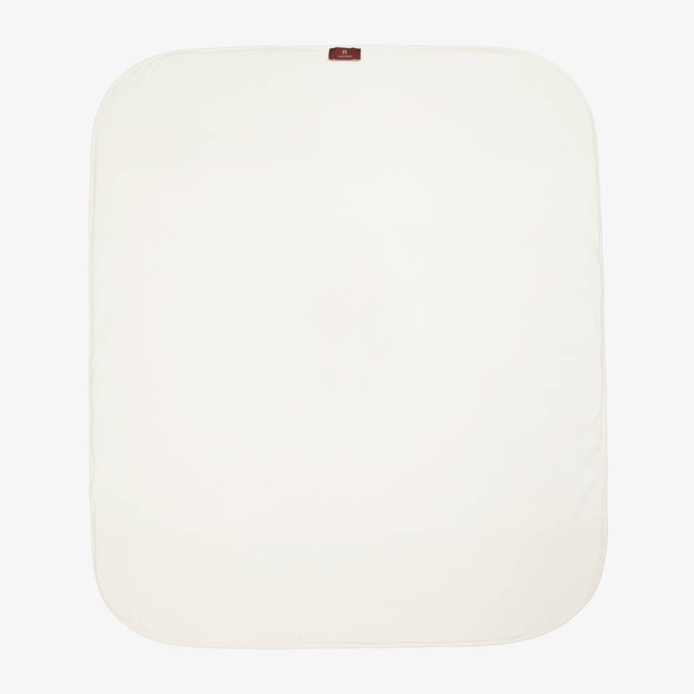 AIGNER-Ivory Pima Cotton Padded Teddy Bear Blanket (88cm) | Childrensalon Outlet