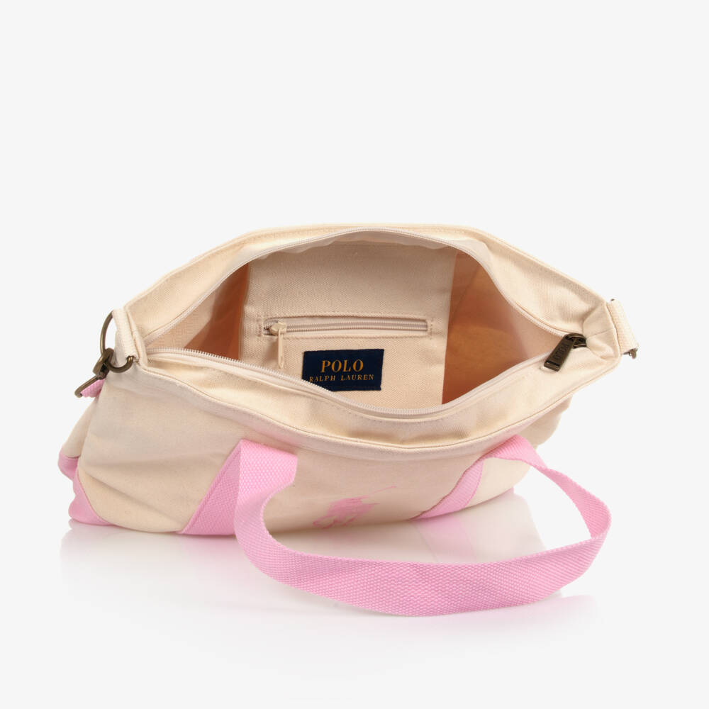 Ralph Lauren-Ivory & Pink Canvas Tote Bag (40cm) | Childrensalon Outlet