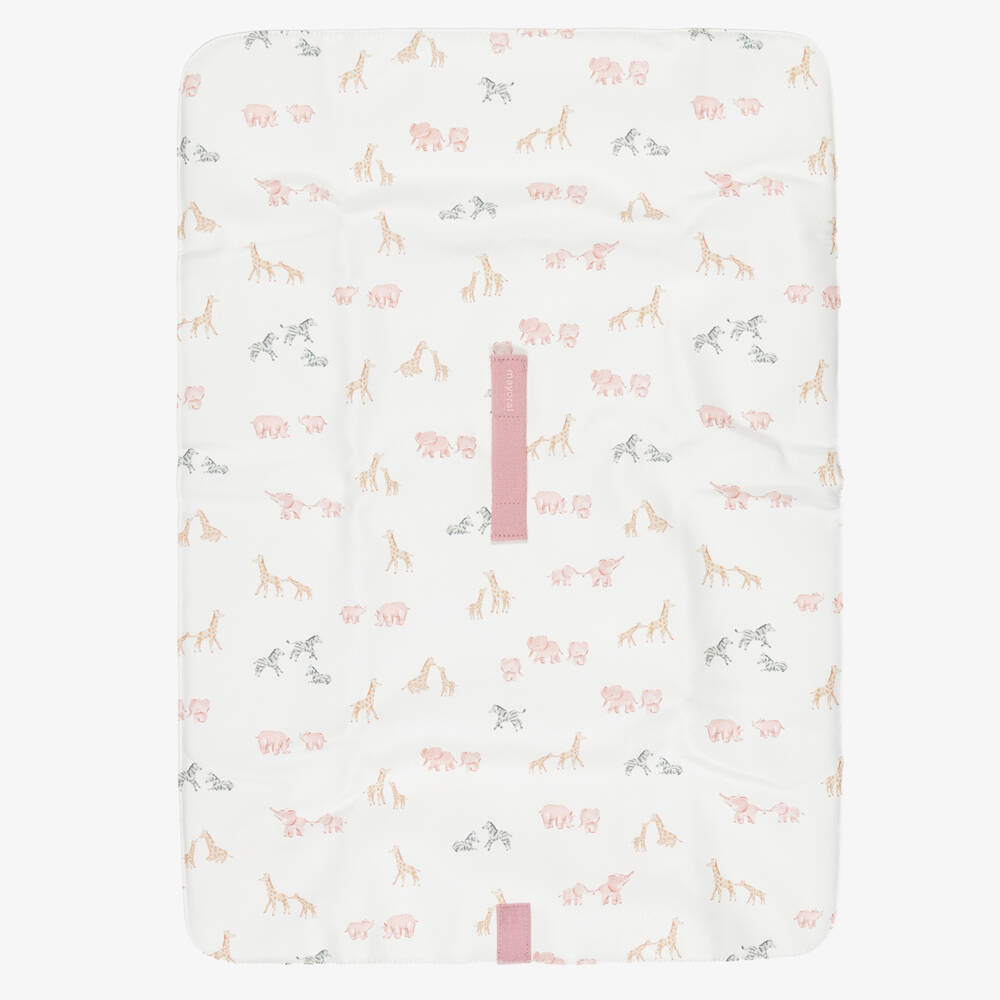 Mayoral Newborn-Ivory & Pink Safari Foldable Changing Mat (76cm) | Childrensalon Outlet