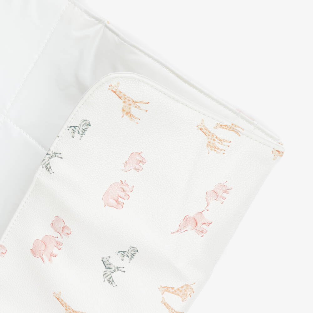 Mayoral Newborn-Ivory & Pink Safari Foldable Changing Mat (76cm) | Childrensalon Outlet