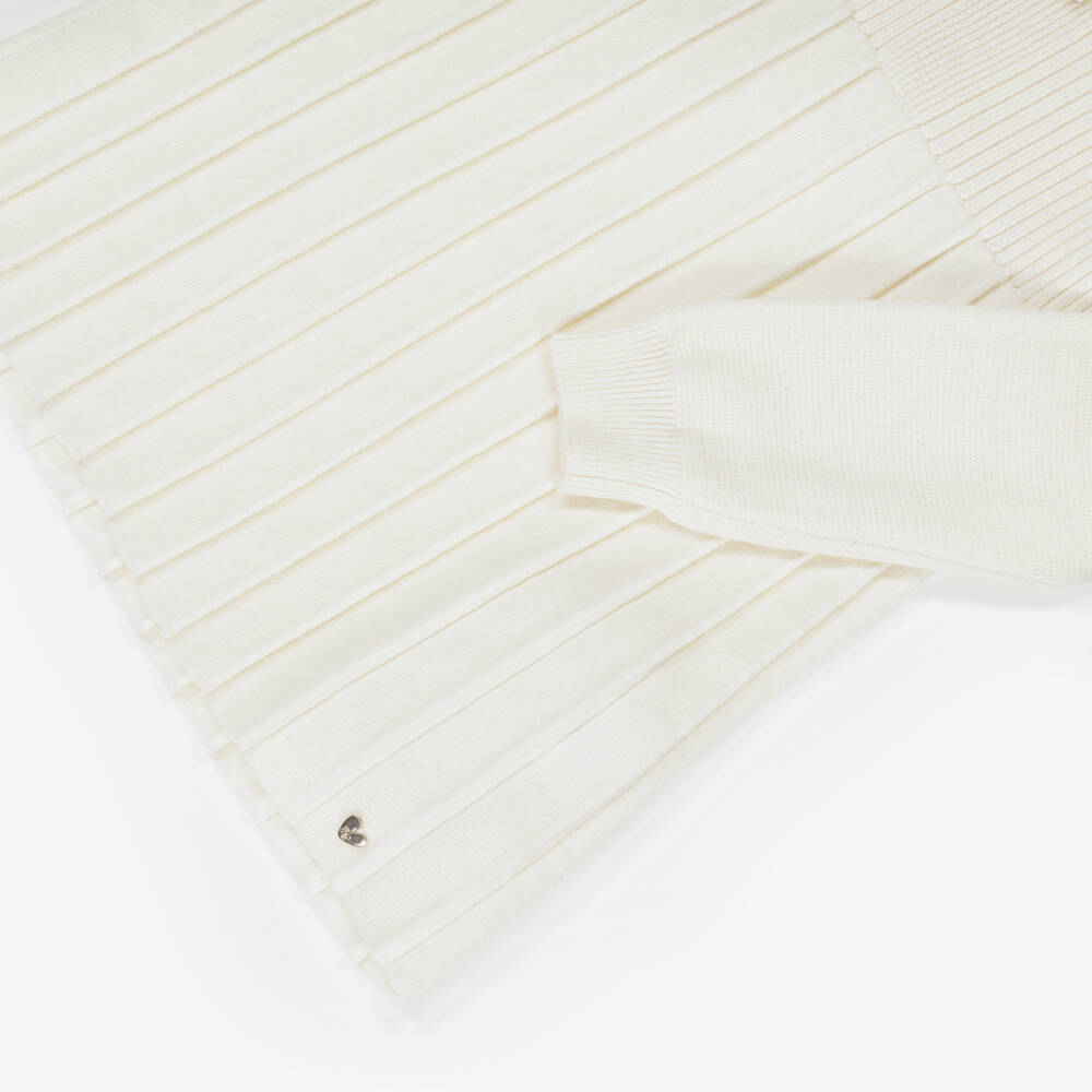 Tartine et Chocolat-Ivory Pleated Wool Knit Dress | Childrensalon Outlet