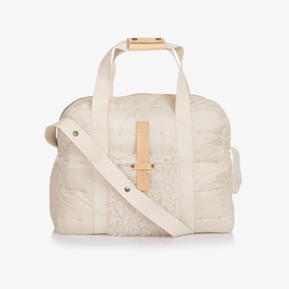 1 + in the family-Ivory Quilted Changing Bag with Sherpa Pocket (44cm) | Childrensalon Outlet
