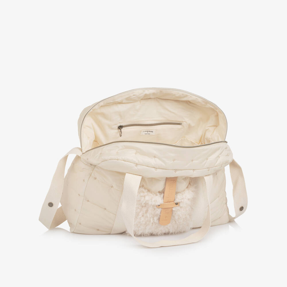 1 + in the family-Ivory Quilted Changing Bag with Sherpa Pocket (44cm) | Childrensalon Outlet