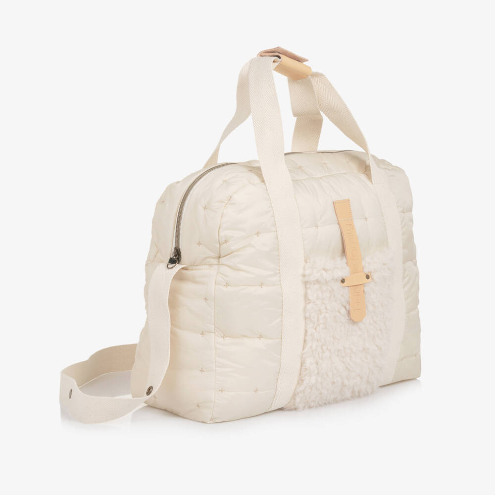 1 + in the family-Ivory Quilted Changing Bag with Sherpa Pocket (44cm) | Childrensalon Outlet