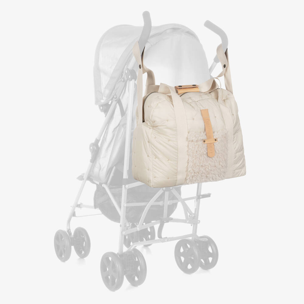 1 + in the family-Ivory Quilted Changing Bag with Sherpa Pocket (44cm) | Childrensalon Outlet
