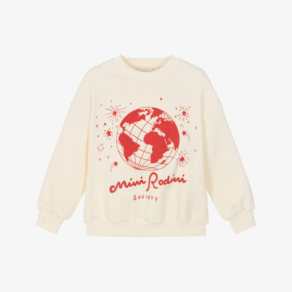 Mini Rodini-Ivory & Red Print Organic Cotton Sweatshirt | Childrensalon Outlet