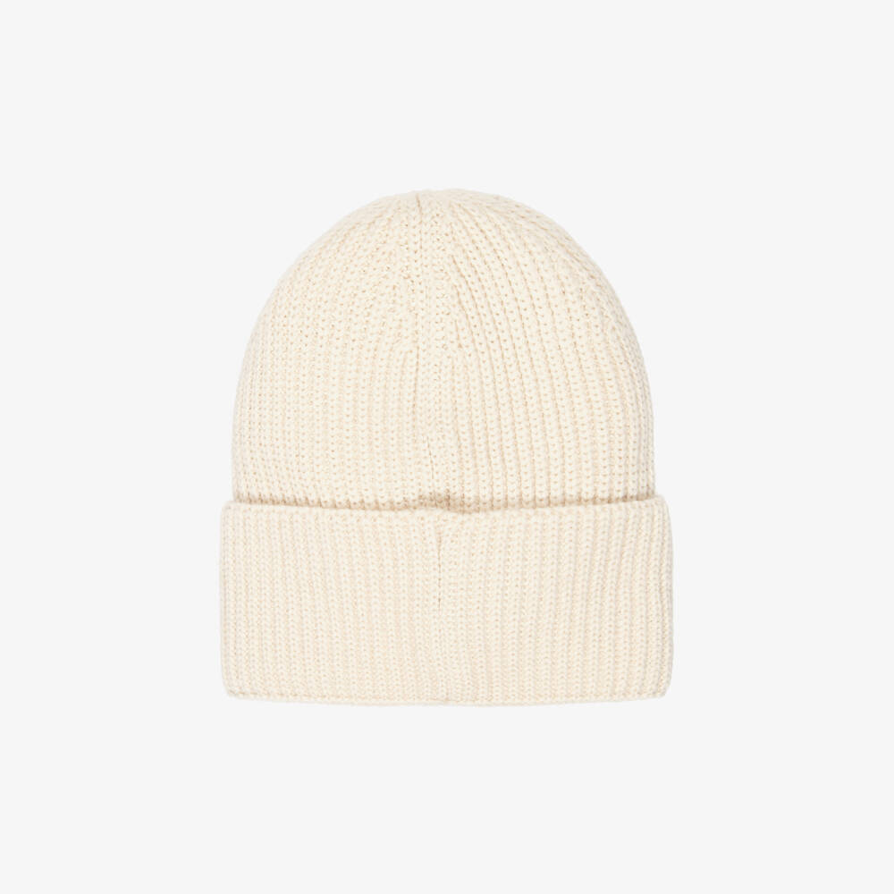 Calvin Klein-Ivory Ribbed Knit Beanie | Childrensalon Outlet