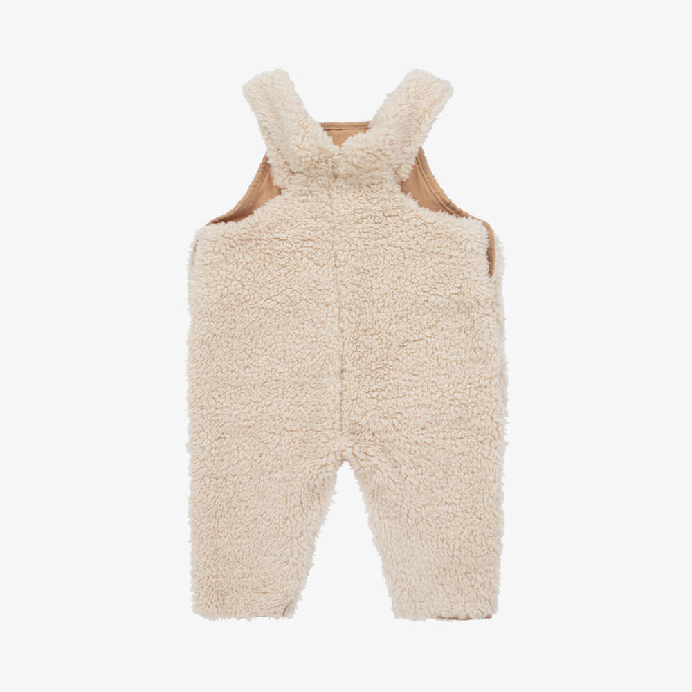 The Little Tailor-Ivory Sherpa Fleece Baby Dungarees | Childrensalon Outlet