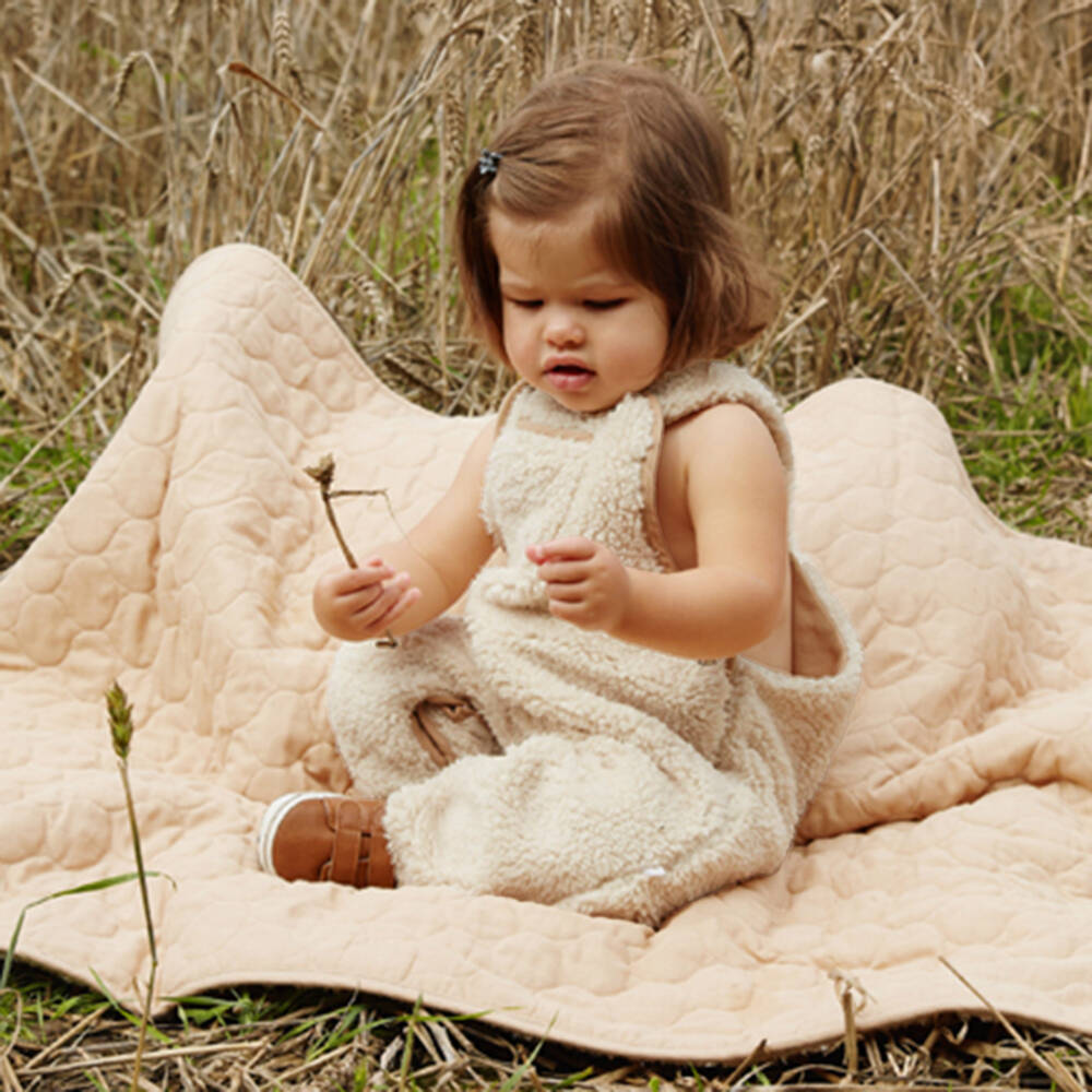 The Little Tailor-Ivory Sherpa Fleece Baby Dungarees | Childrensalon Outlet