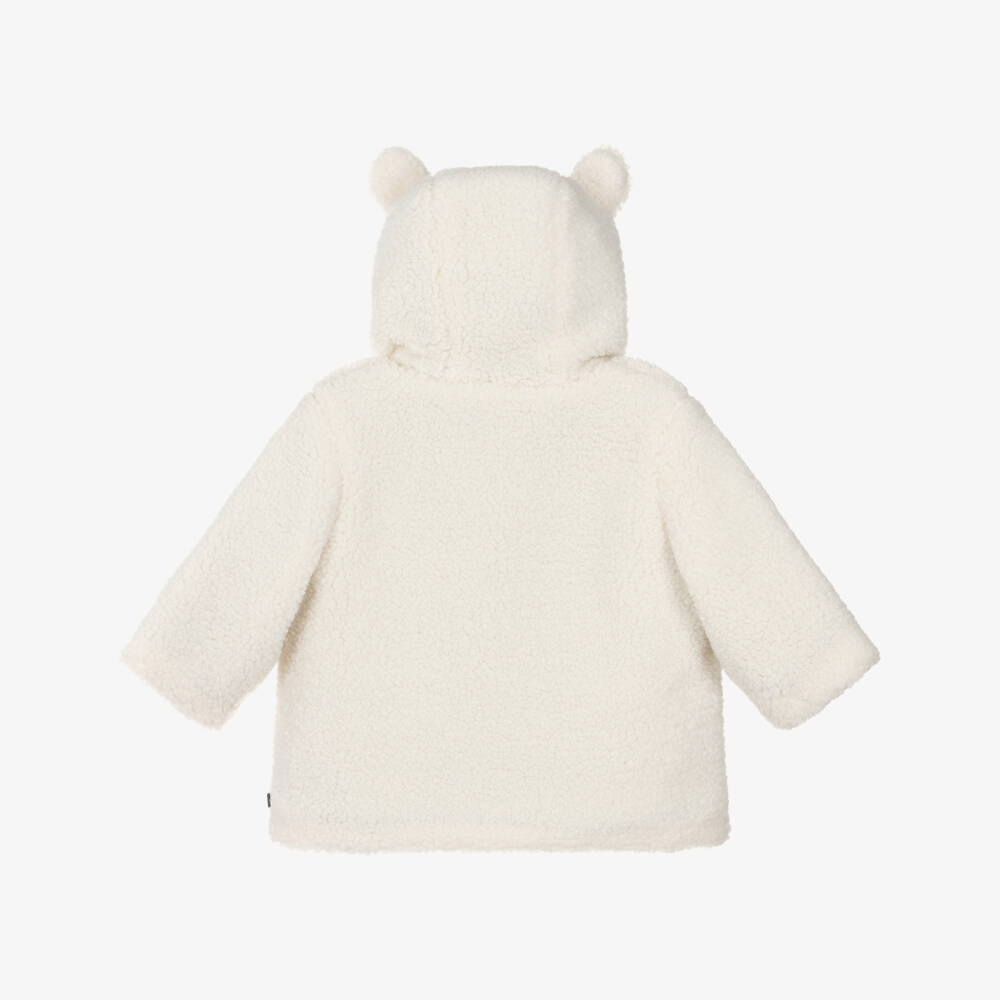 Petit Bateau-Ivory Sherpa Fleece Hooded Jacket | Childrensalon Outlet