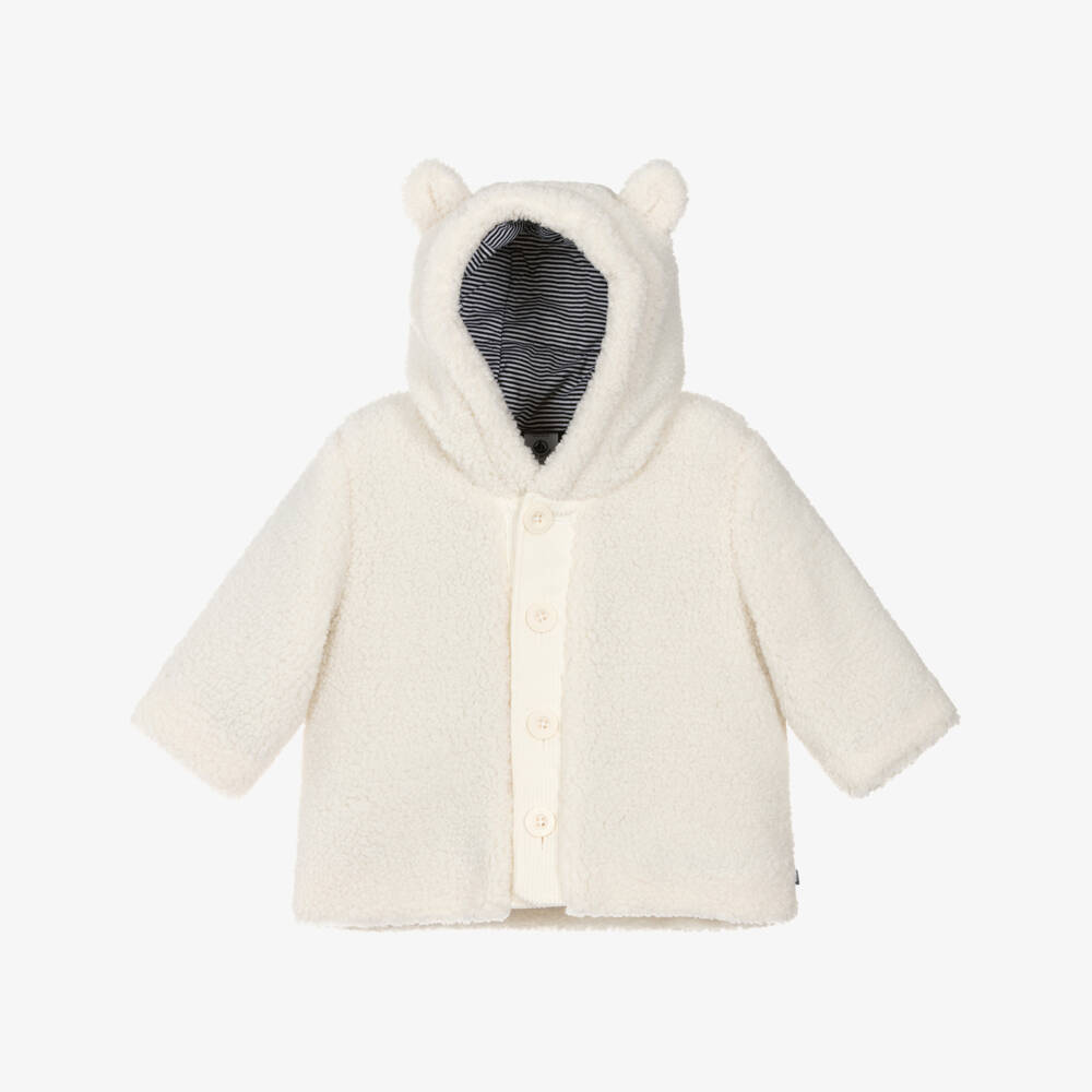 Petit Bateau-Ivory Sherpa Fleece Hooded Jacket | Childrensalon Outlet