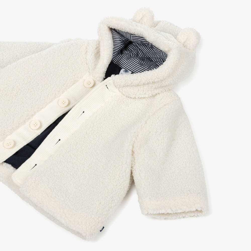 Petit Bateau-Ivory Sherpa Fleece Hooded Jacket | Childrensalon Outlet