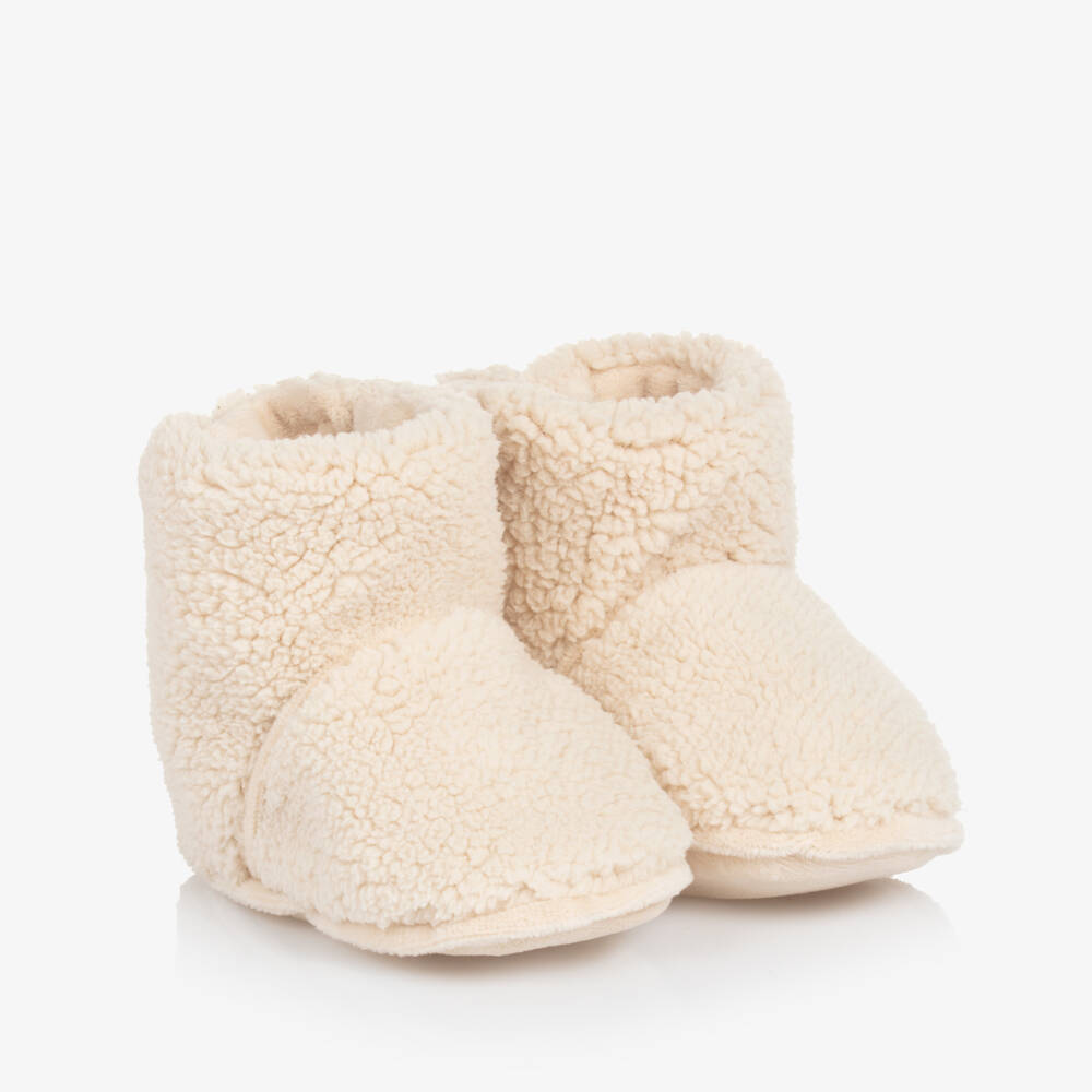 Bam Bam-Ivory Teddy Fleece Booties | Childrensalon Outlet