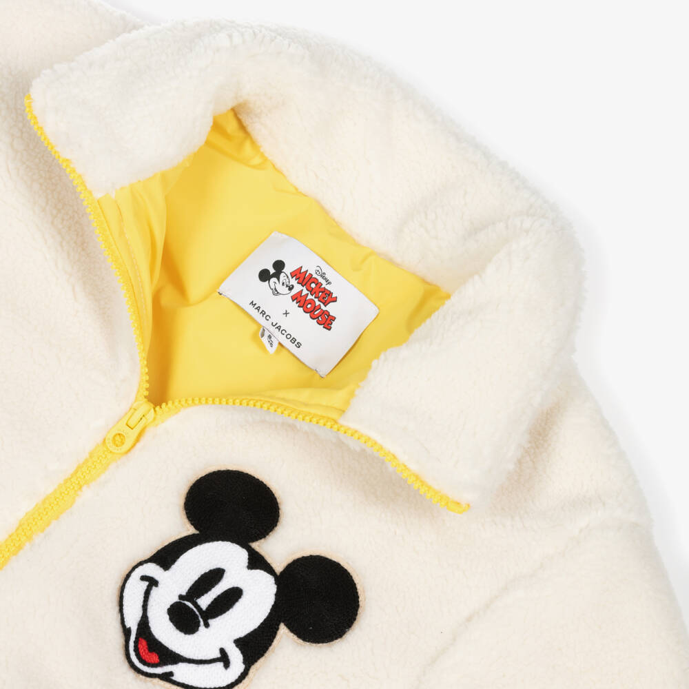 MARC JACOBS-Ivory Teddy Fleece Jacket with Embroidered Mickey Mouse | Childrensalon Outlet