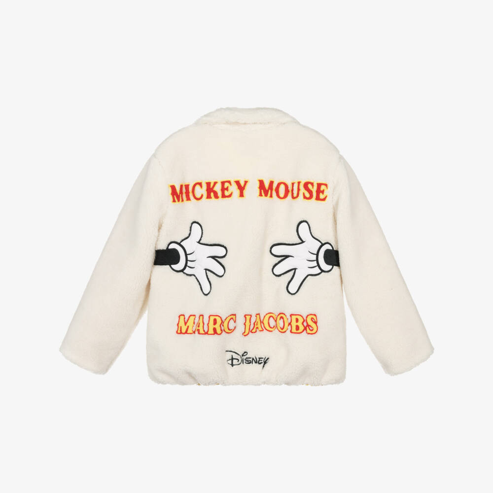 MARC JACOBS-Ivory Teddy Fleece Jacket with Embroidered Mickey Mouse | Childrensalon Outlet