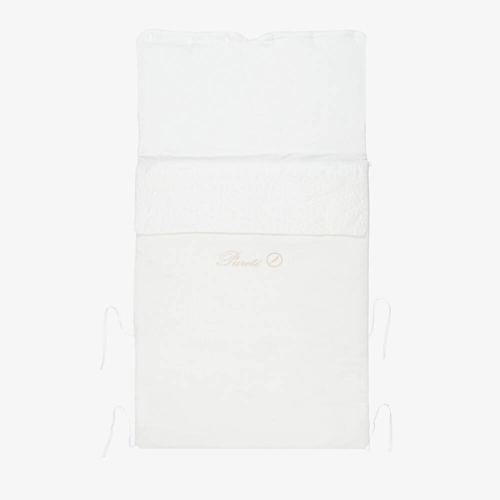 Pureté Du... Bébé-Ivory Velour Baby Nest with Embroidered Detail (90cm) | Childrensalon Outlet