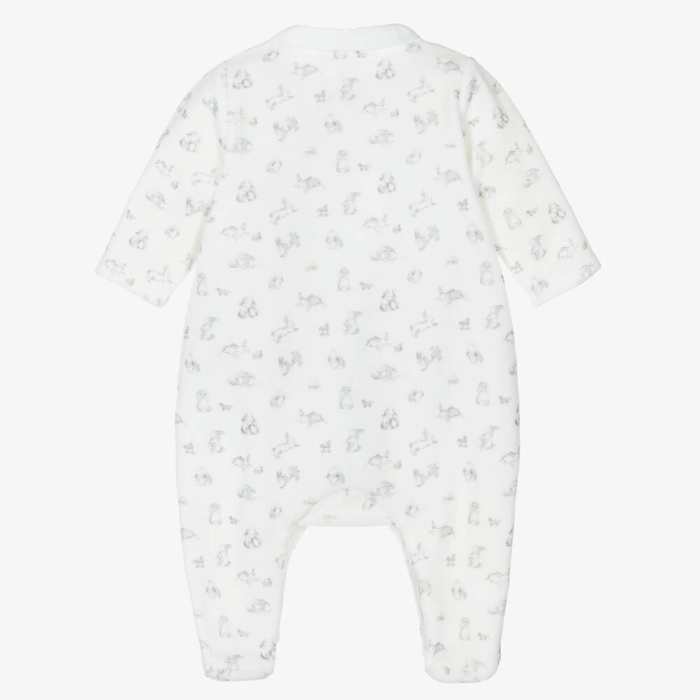 Tartine et Chocolat-Ivory Velour Bunny Babygrow | Childrensalon Outlet