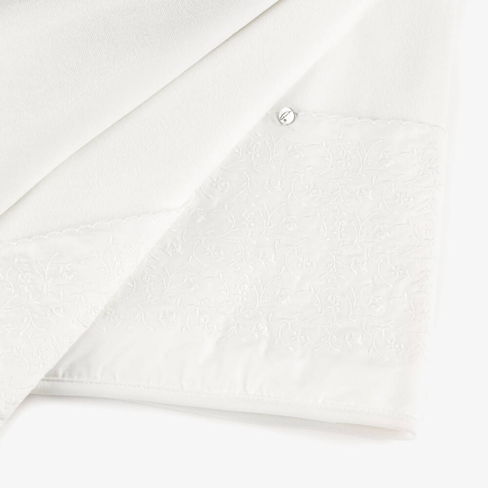 Pureté Du... Bébé-Ivory Velour & Jersey Baby Blanket (75cm) | Childrensalon Outlet