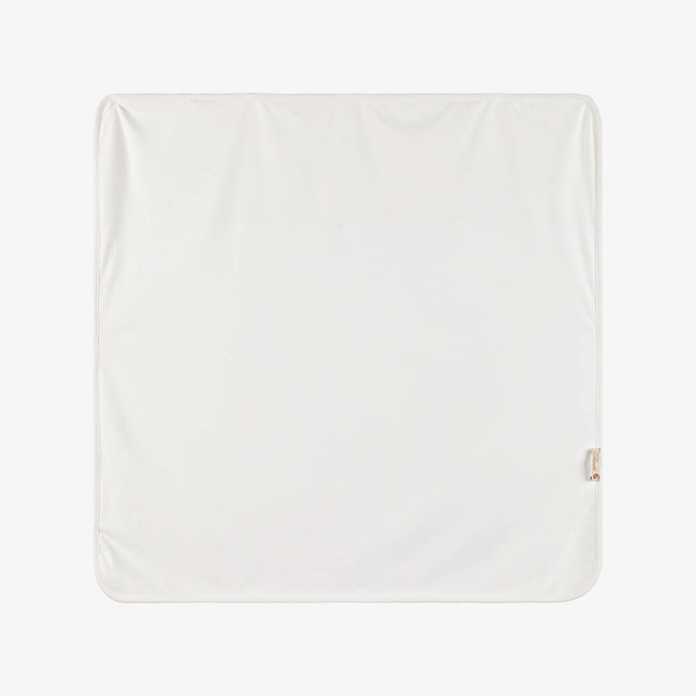 Pureté Du... Bébé-Ivory Velour & Jersey Baby Blanket (75cm) | Childrensalon Outlet
