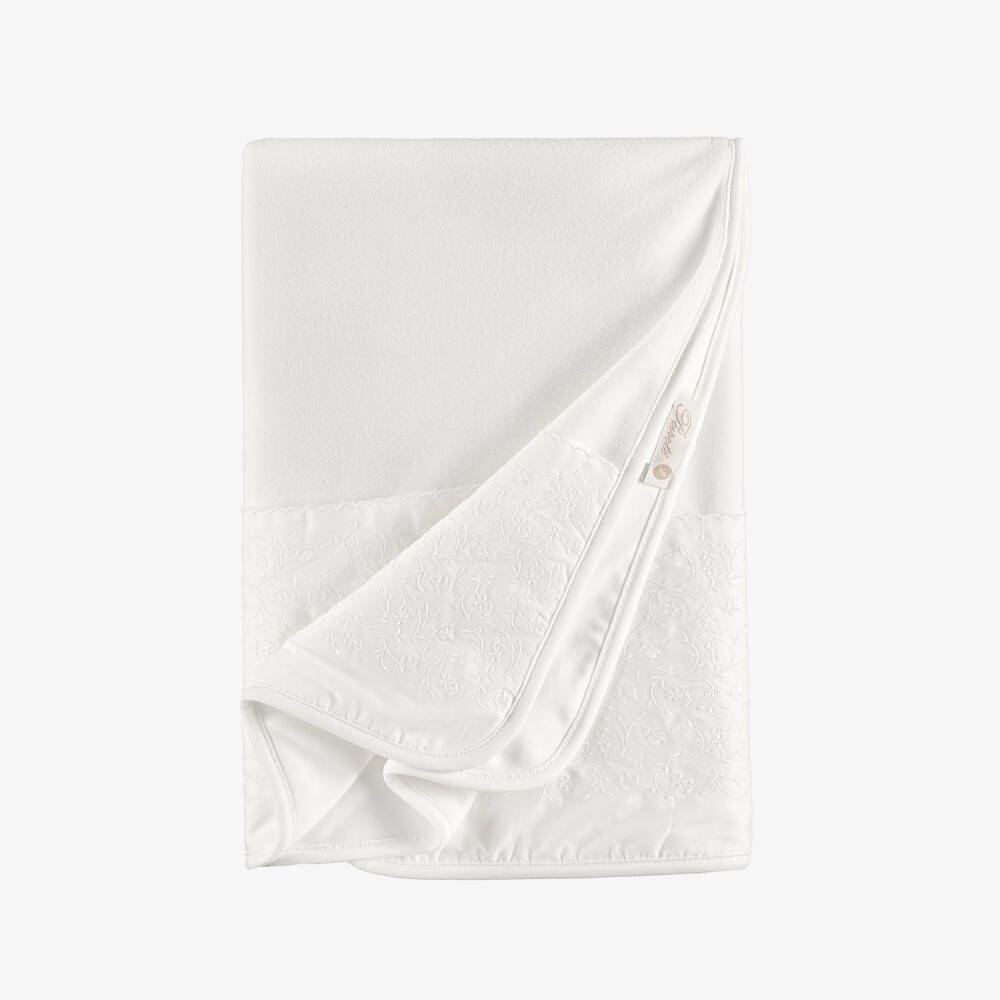 Pureté Du... Bébé-Ivory Velour & Jersey Baby Blanket (75cm) | Childrensalon Outlet