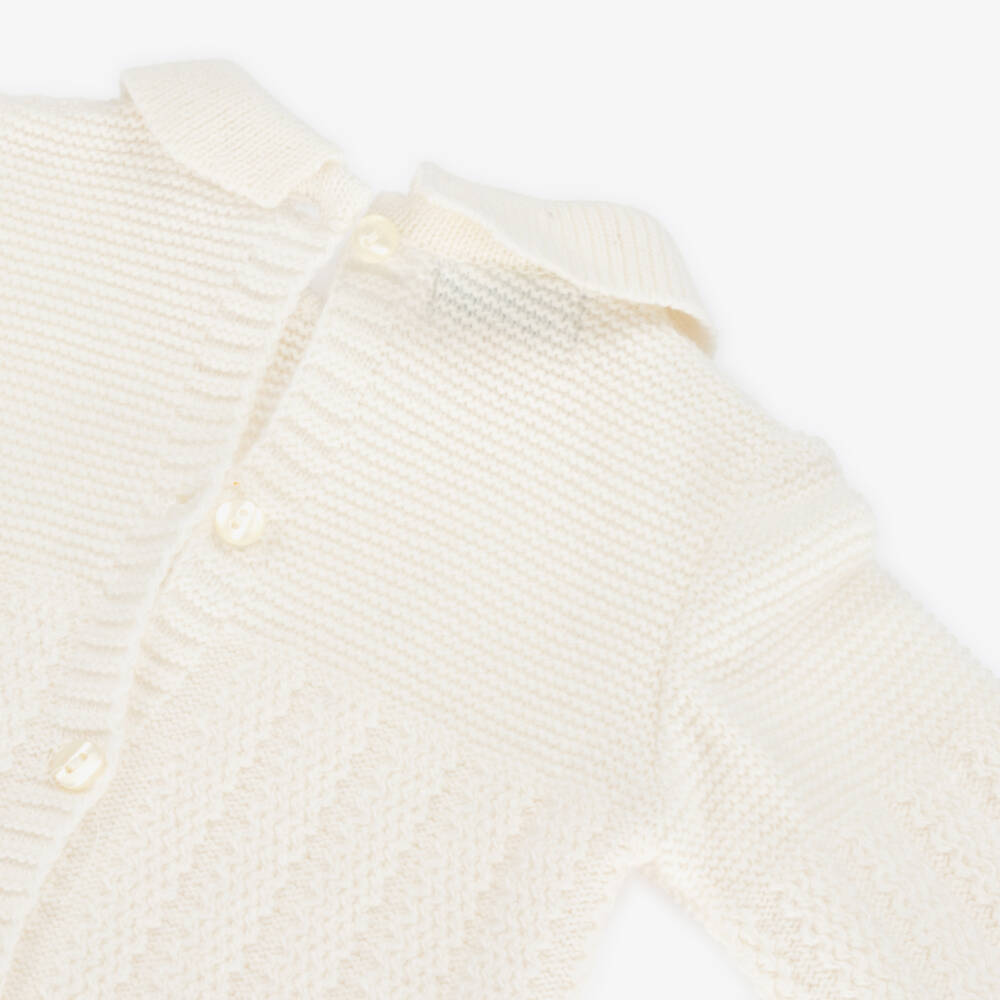 Foque-Ivory Wool & Cashmere Knitted 2 Piece Babygrow | Childrensalon Outlet