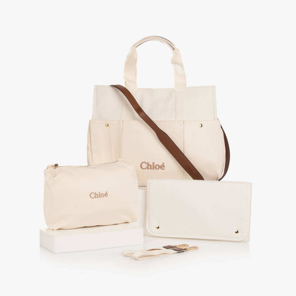 Chloé-Ivory Wool Changing Bag with Pouch & Mat (41cm) | Childrensalon Outlet