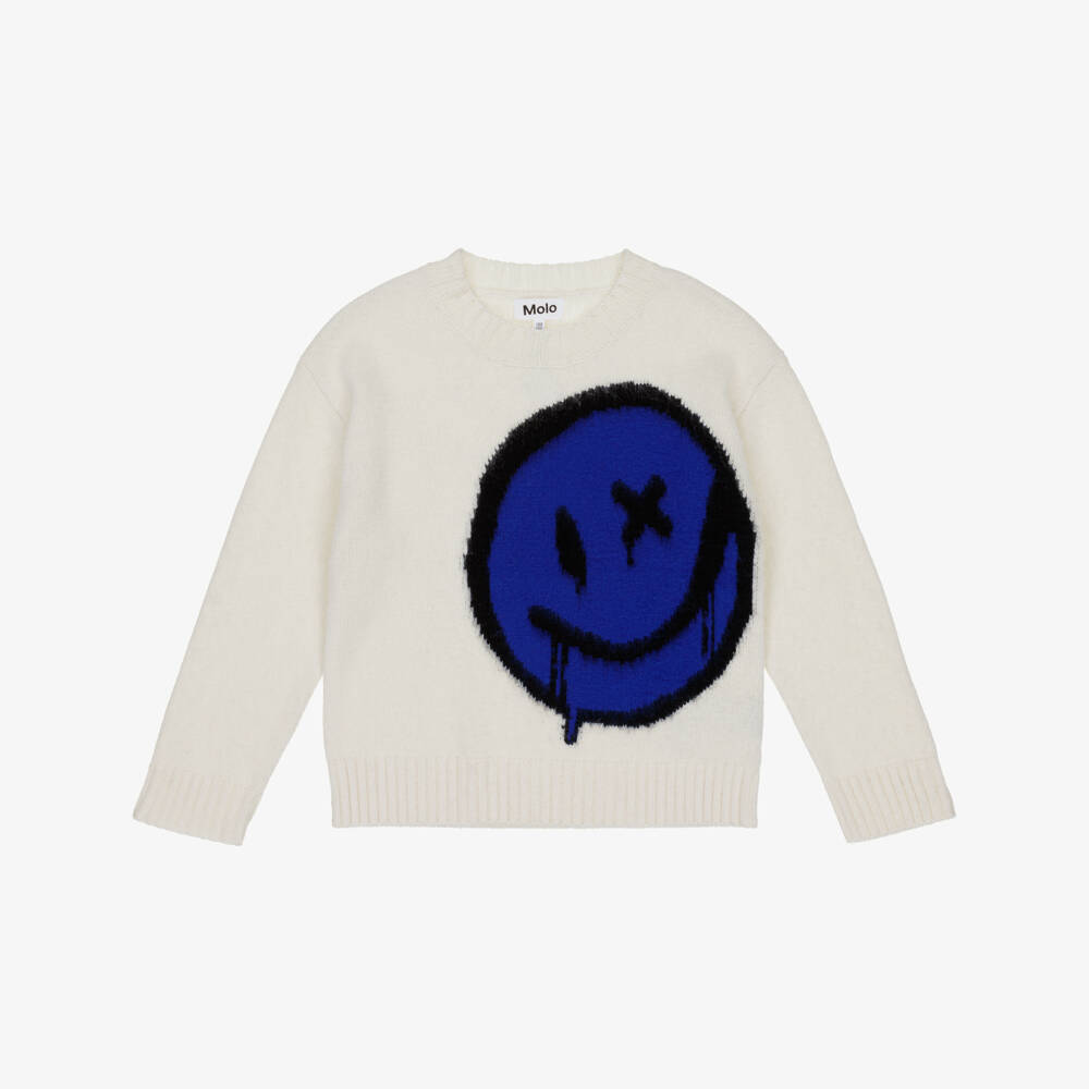 Molo-Кремовый шерстяной свитер с улыбкой для детей | Childrensalon Outlet