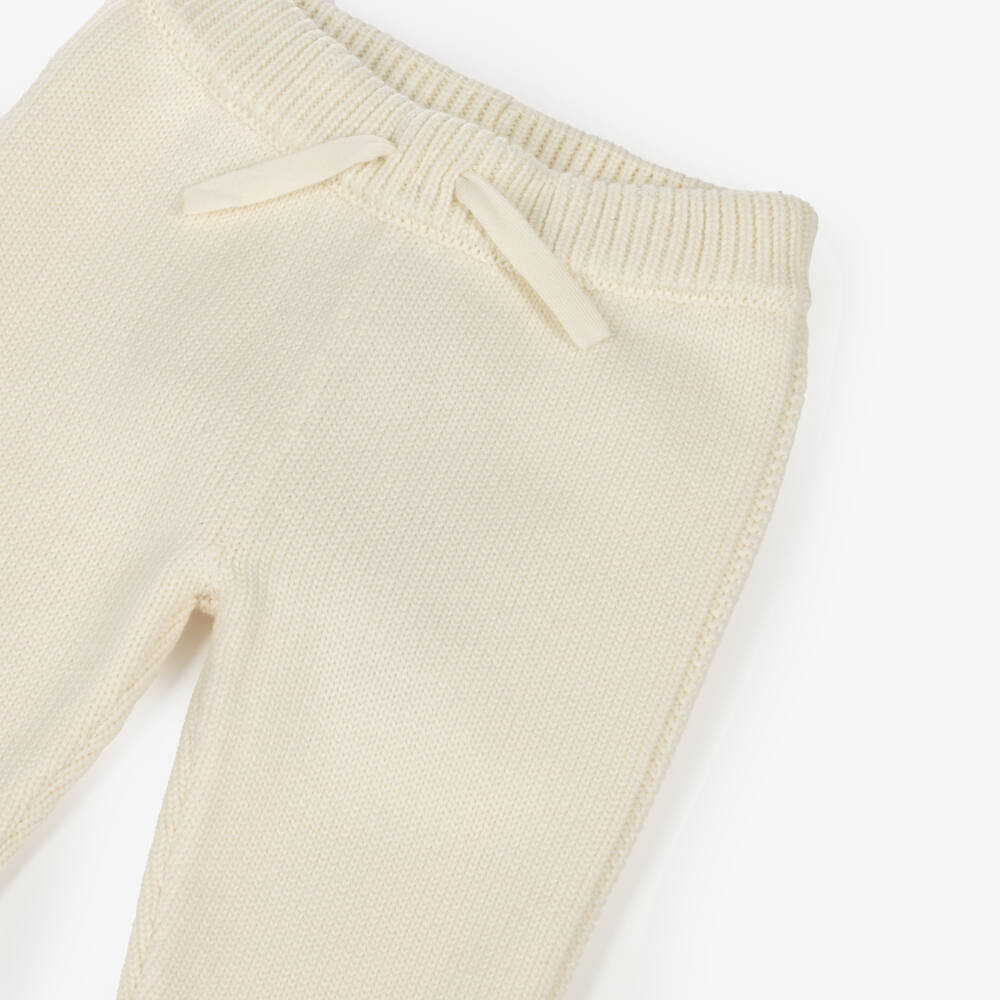 Dolce & Gabbana-Ivory Wool Knit Joggers with Embroidered Logo | Childrensalon Outlet