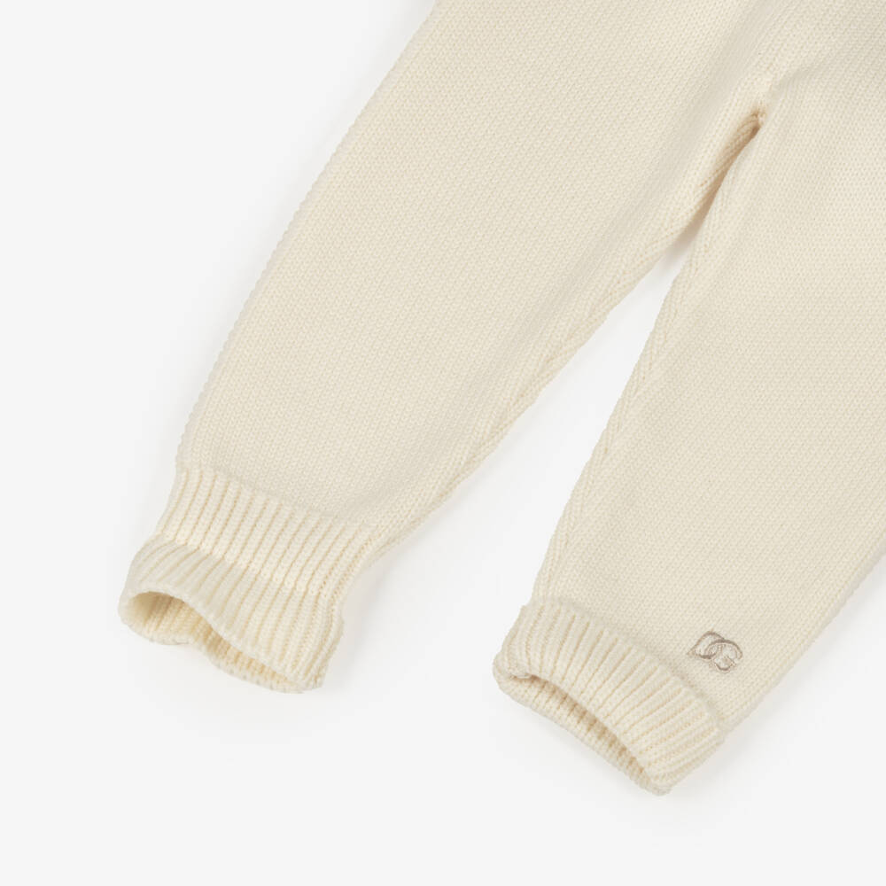 Dolce & Gabbana-Ivory Wool Knit Joggers with Embroidered Logo | Childrensalon Outlet
