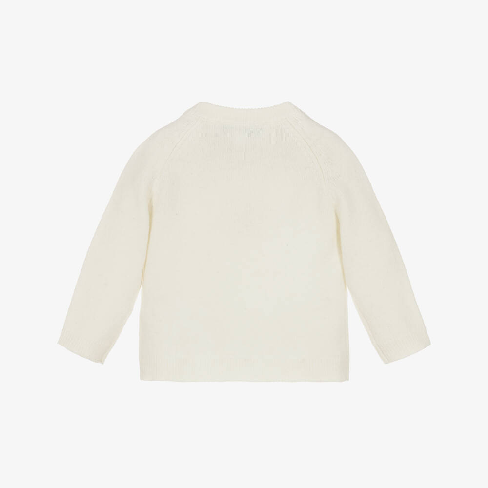 Tartine et Chocolat-Ivory Wool Knitted Fluffy Bunny Sweater | Childrensalon Outlet